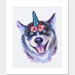 Unicorn husky Posters and Art